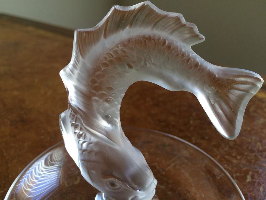 Lalique France Frosted Crystal Leaping Fish (pisces) Ring [Photo 2]