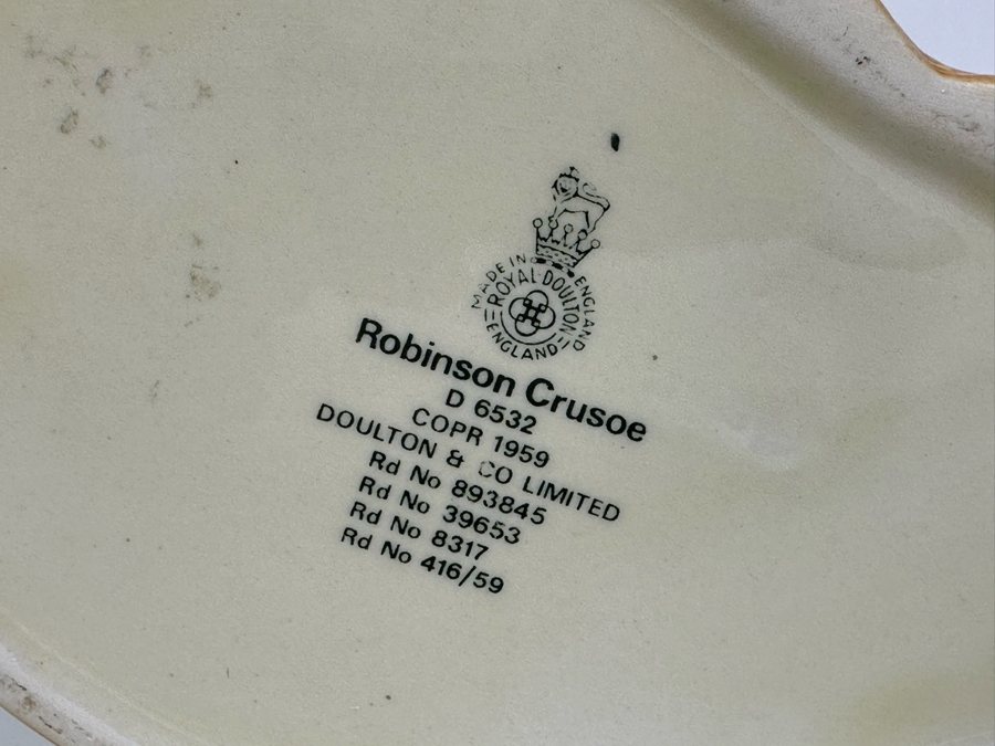 Vintage 1959 Royal Doulton Toby Mug 'Robinson Crusoe' D6532 Large Made In England 7.5H [Photo 8]