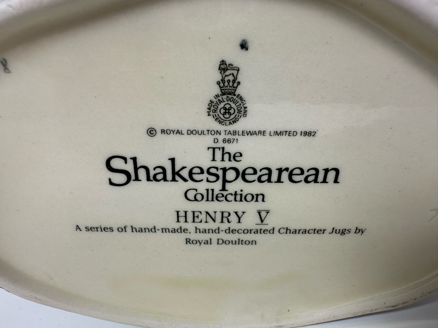 Vintage 1982 Royal Doulton Toby Mug 'The Shakespearean Collection: Henry V' D6671 Large Made In England 7.25H [Photo 7]