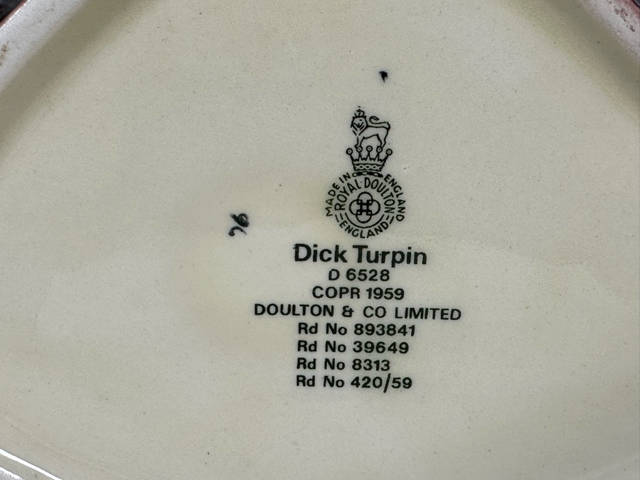 Vintage 1959 Royal Doulton Toby Mug 'Dick Turpin' D6528 Large Made In England 7.25H [Photo 8]