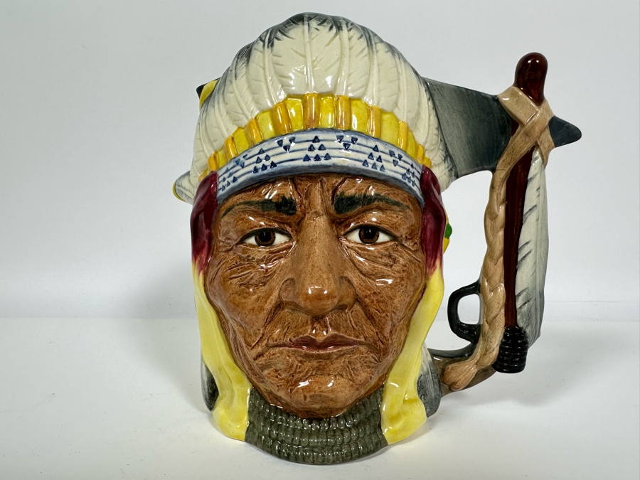 Vintage 1983 Royal Doulton Limited Edition Two Faced Toby Mug 'The Antagonists' Collection: The Battle Of Little Big Horn 1876 George Armstrong Custer / Sitting Bull' D6867 Large Made In England 7H [Photo 3]