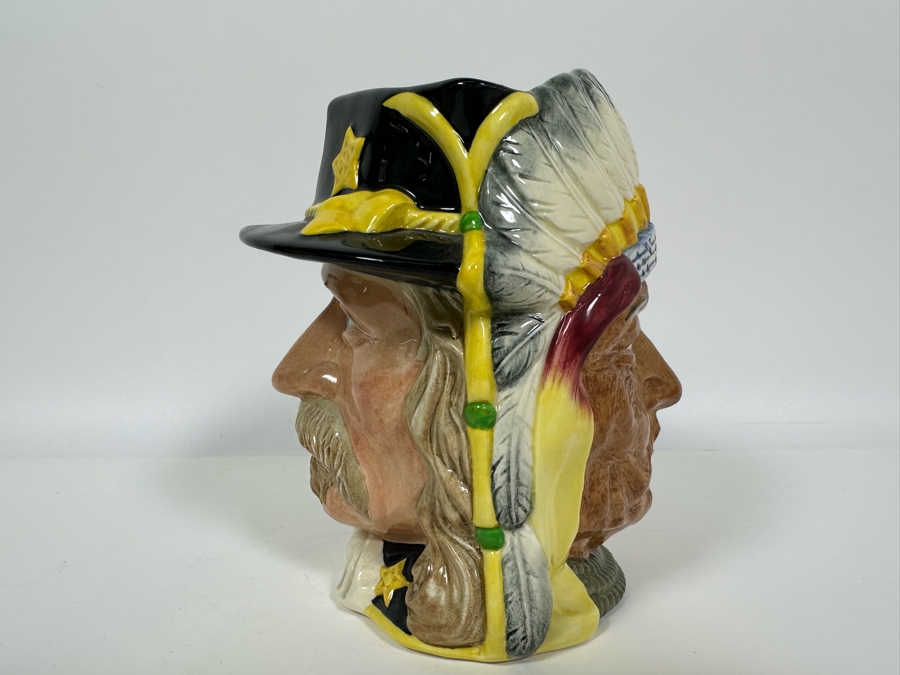 Vintage 1983 Royal Doulton Limited Edition Two Faced Toby Mug 'The Antagonists' Collection: The Battle Of Little Big Horn 1876 George Armstrong Custer / Sitting Bull' D6867 Large Made In England 7H [Photo 4]