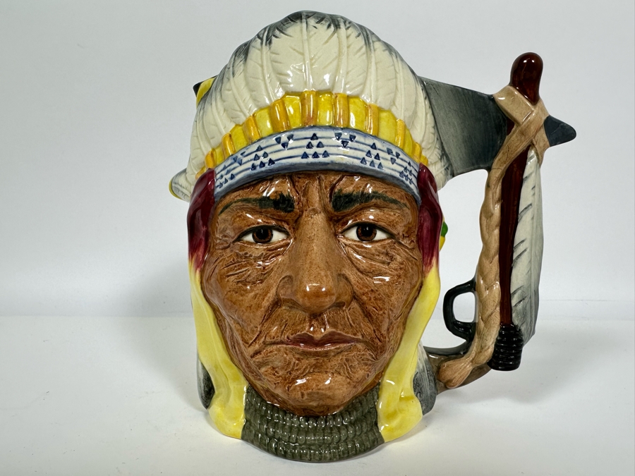 Vintage 1983 Royal Doulton Limited Edition Two Faced Toby Mug 'The Antagonists' Collection: The Battle Of Little Big Horn 1876 George Armstrong Custer / Sitting Bull' D6867 Large Made In England 7H [Photo 2]