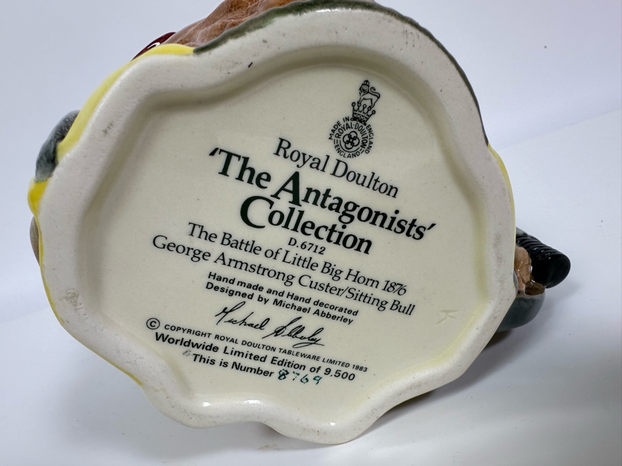 Vintage 1983 Royal Doulton Limited Edition Two Faced Toby Mug 'The Antagonists' Collection: The Battle Of Little Big Horn 1876 George Armstrong Custer / Sitting Bull' D6867 Large Made In England 7H [Photo 7]