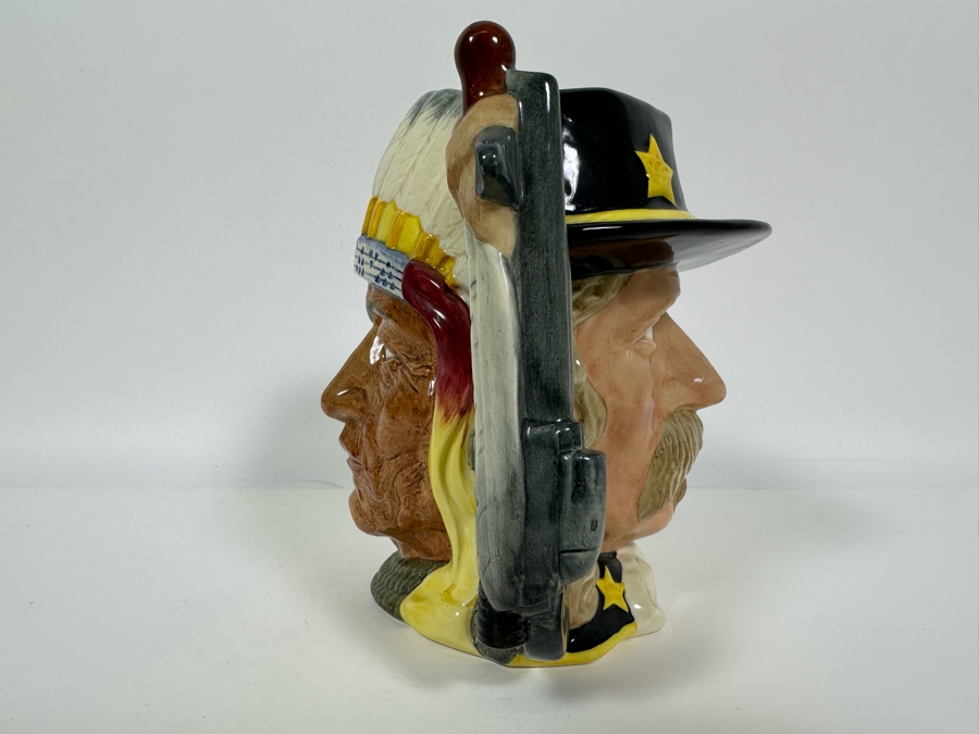 Vintage 1983 Royal Doulton Limited Edition Two Faced Toby Mug 'The Antagonists' Collection: The Battle Of Little Big Horn 1876 George Armstrong Custer / Sitting Bull' D6867 Large Made In England 7H [Photo 6]