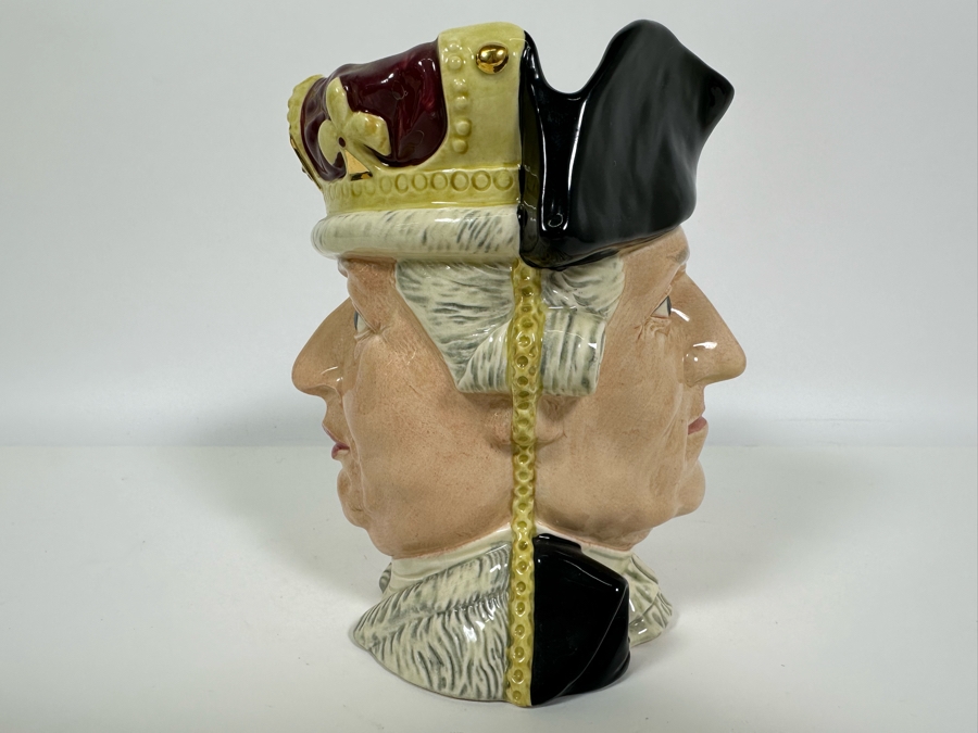 Vintage 1982 Royal Doulton Limited Edition Two Faced Toby Mug 'The Antagonists' Collection: The Siege Of Yorktown 1781 George III / George Washington' D6749 Large Made In England 7H [Photo 3]