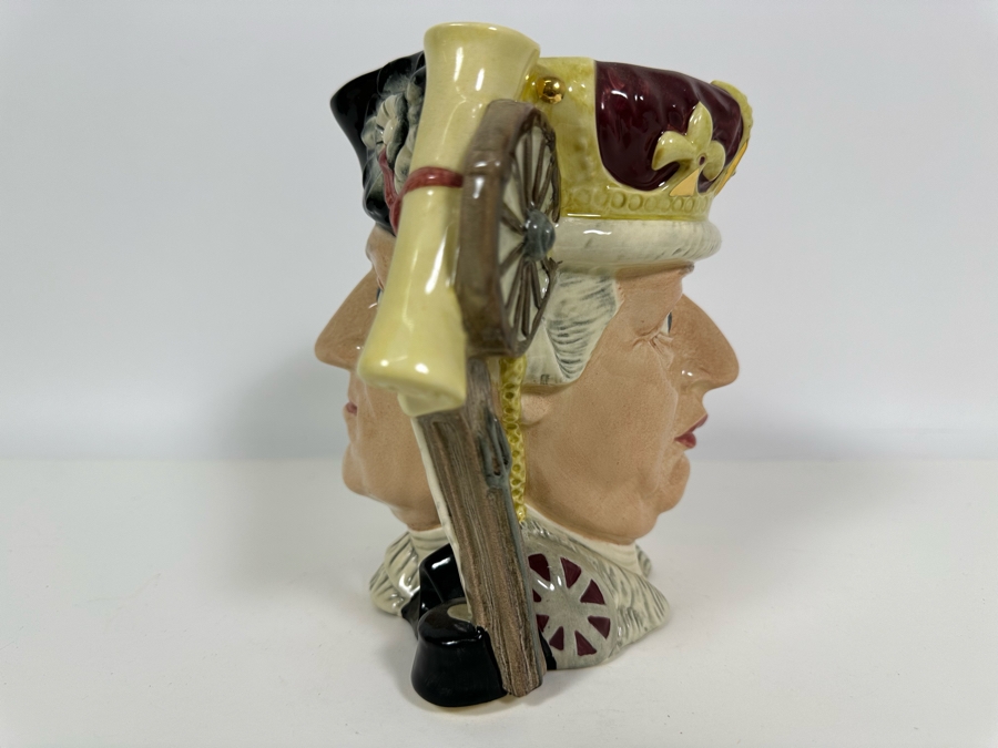 Vintage 1982 Royal Doulton Limited Edition Two Faced Toby Mug 'The Antagonists' Collection: The Siege Of Yorktown 1781 George III / George Washington' D6749 Large Made In England 7H [Photo 5]