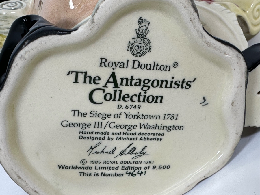 Vintage 1982 Royal Doulton Limited Edition Two Faced Toby Mug 'The Antagonists' Collection: The Siege Of Yorktown 1781 George III / George Washington' D6749 Large Made In England 7H [Photo 7]