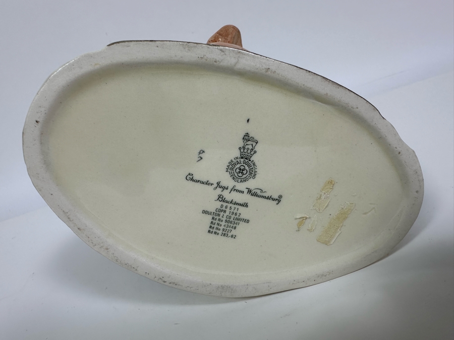 Vintage 1962 Royal Doulton Toby Mug 'Character Jugs From Williamsburg: Blacksmith' D6571 Large Made In England 7.5H [Photo 6]