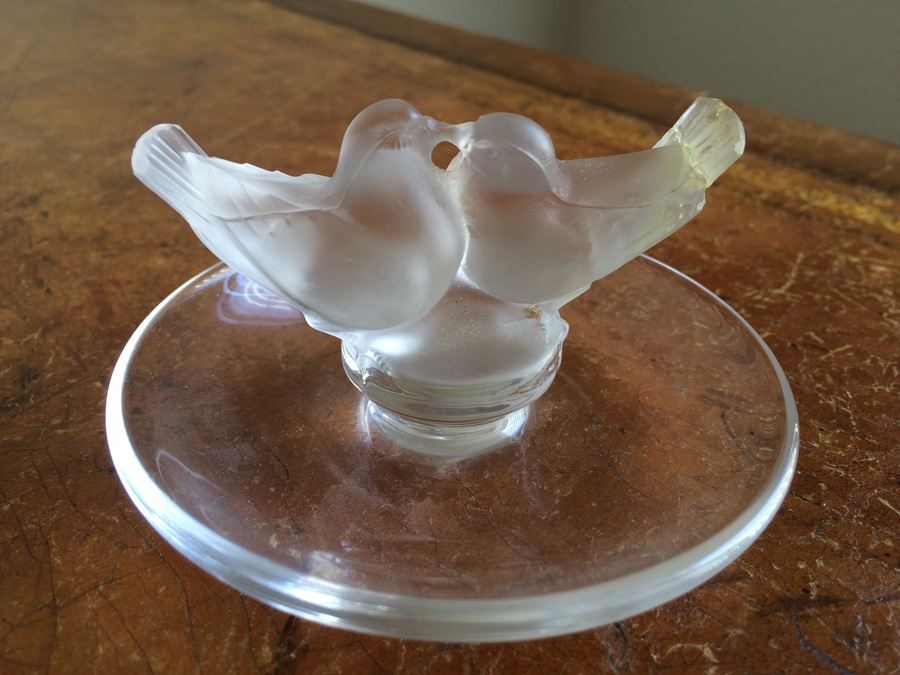 Lalique France Frosted Love Birds Pin Ring [Photo 1]