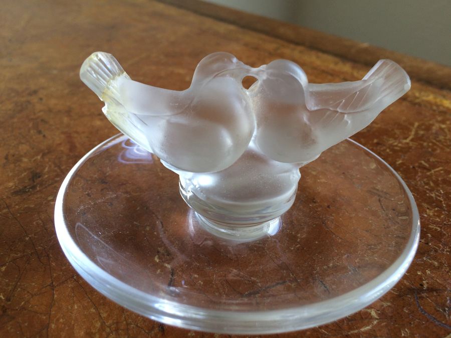 Lalique France Frosted Love Birds Pin Ring [Photo 6]