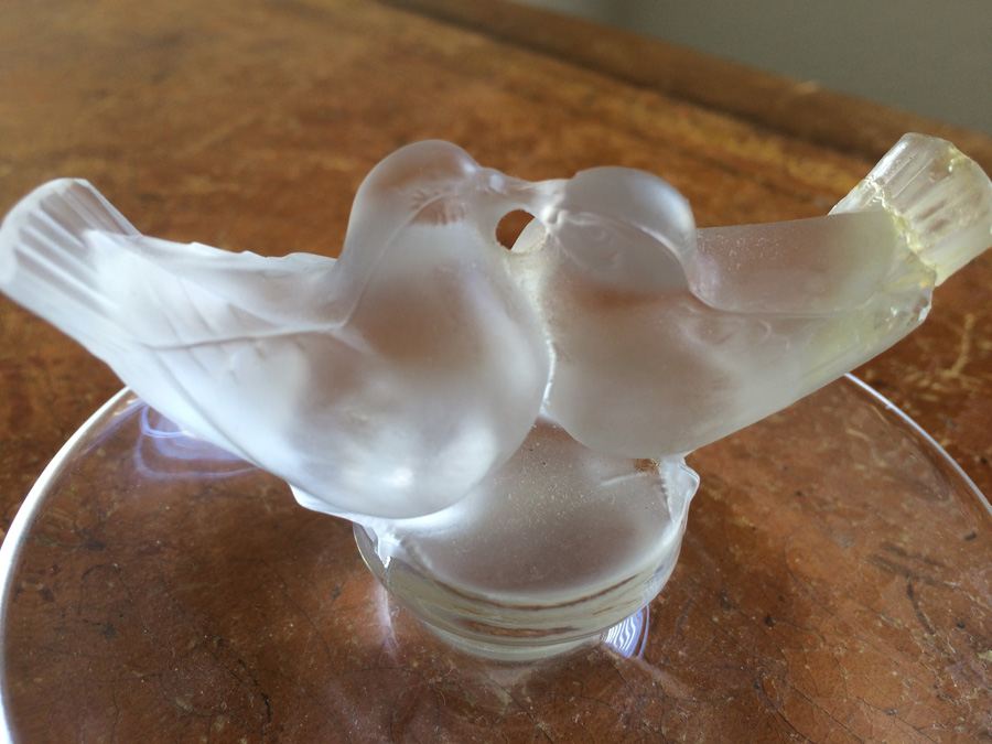 Lalique France Frosted Love Birds Pin Ring [Photo 2]