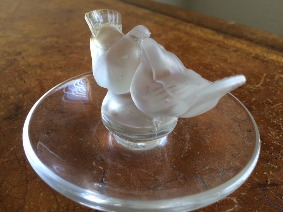 Lalique France Frosted Love Birds Pin Ring [Photo 5]