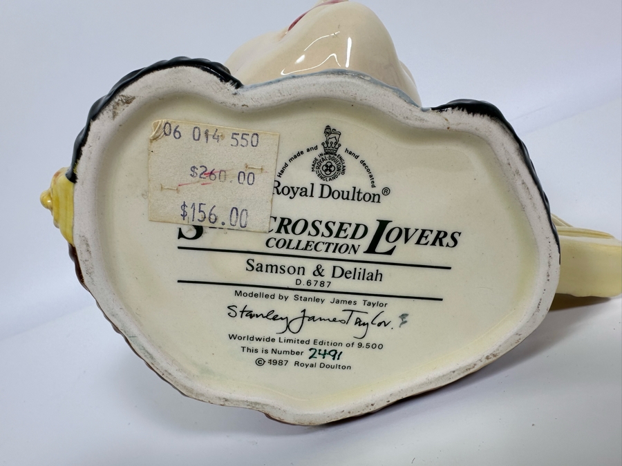 Vintage 1987 Limited Edition Royal Doulton Two Faced Toby Mug 'Star-Crossed Lovers Collection: Samson & Delilah' D6787 Large Made In England 7H [Photo 6]