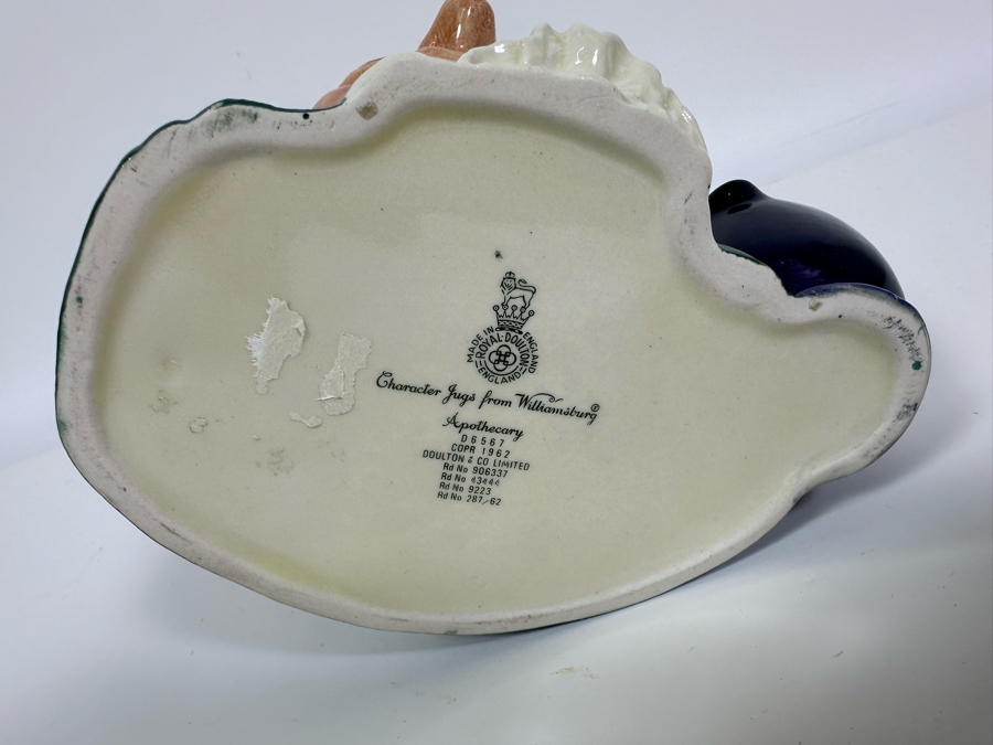 Vintage 1962 Royal Doulton Toby Mug 'Character Jugs From Williamsburg: Apothecary' D6567 Large Made In England 7H [Photo 6]