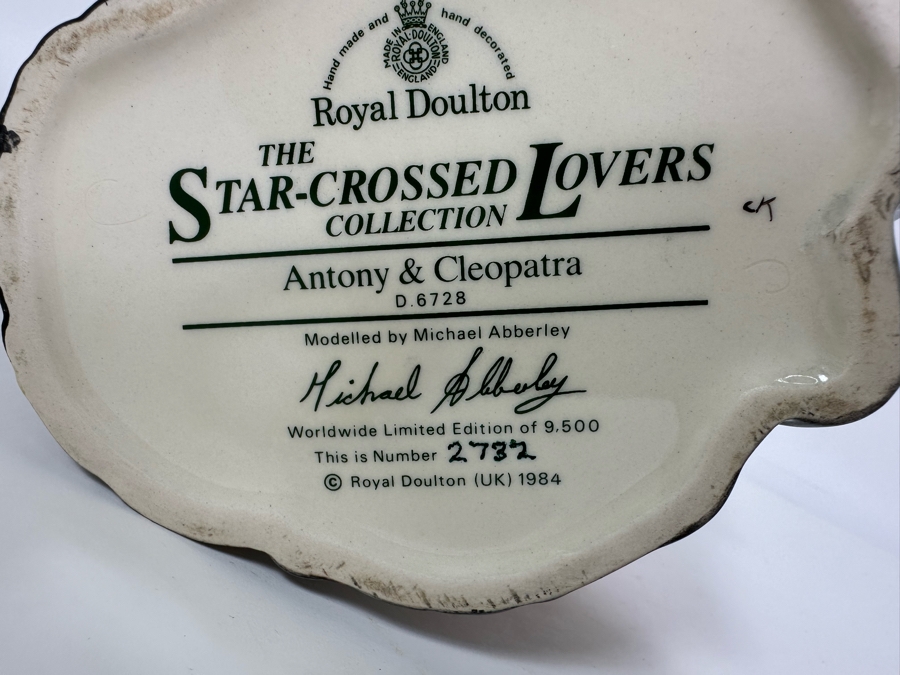 Vintage 1984 Limited Edition Royal Doulton Two Faced Toby Mug 'Star-Crossed Lovers Collection: Antony & Cleopatra' D6728 Large Made In England 7H [Photo 7]