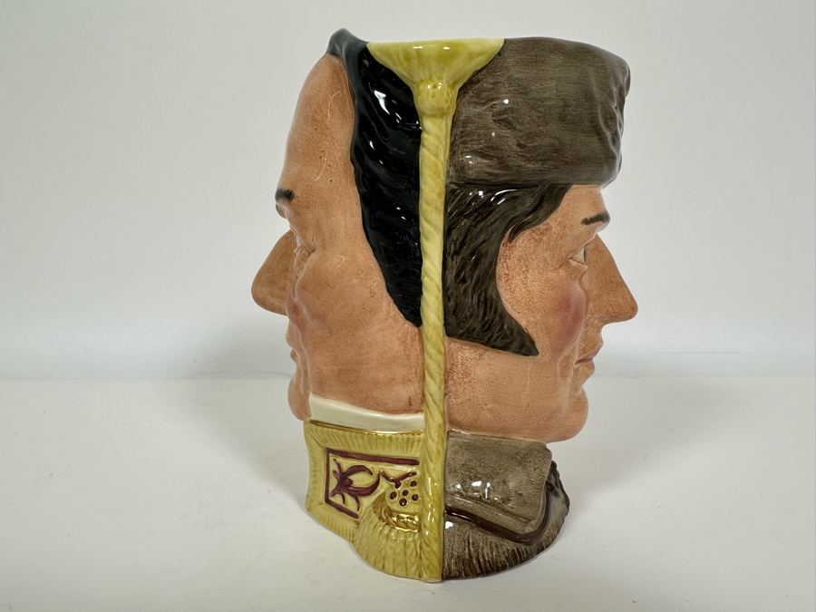 Vintage 1984 Royal Doulton Limited Edition Two Faced Toby Mug 'The Antagonists' Collection: The Battle Of The Alamo 1836 Davy Crockett / Antonio Lopez De Santa Anna' D6729 Large Made In England 7H [Photo 4]
