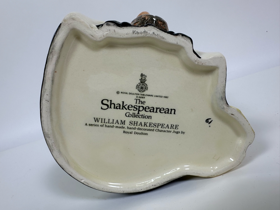 Vintage 1982 Royal Doulton Toby Mug 'The Shakespearean Collection: William Shakespeare' D6689 Large Made In England 7.5H [Photo 6]