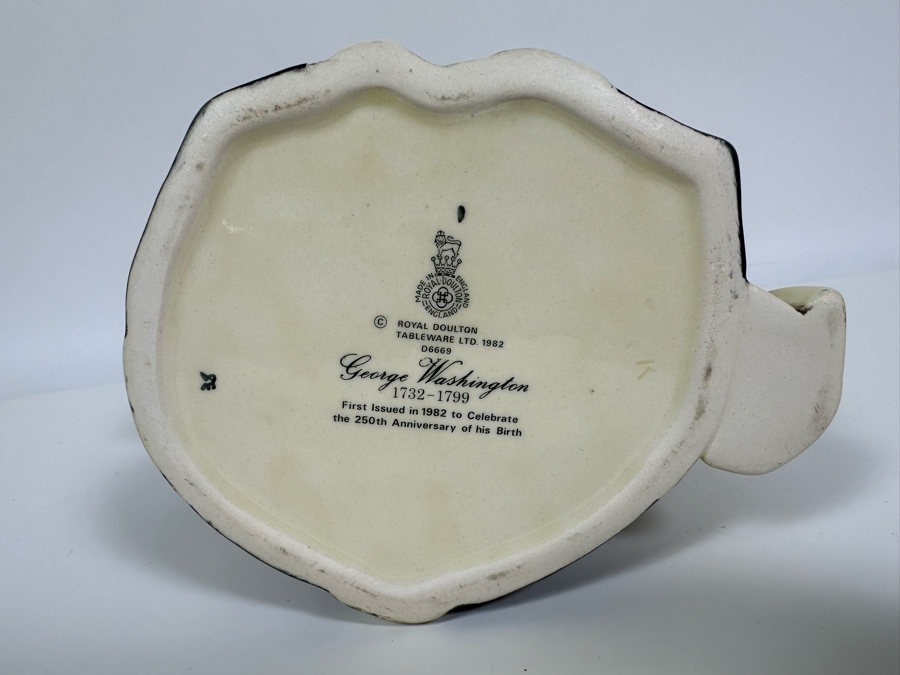 Vintage 1982 Royal Doulton Toby Mug 'George Washington 1732-1799' First Issued In 1982 To Celebrate The 250th Anniversary Of His Birth D6669 Large Made In England 7.5H [Photo 6]