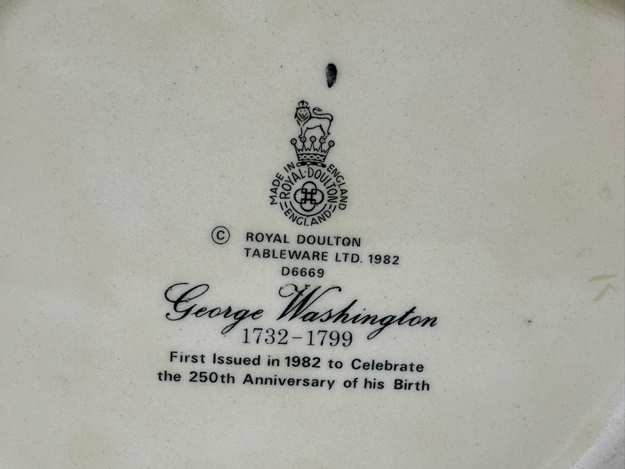 Vintage 1982 Royal Doulton Toby Mug 'George Washington 1732-1799' First Issued In 1982 To Celebrate The 250th Anniversary Of His Birth D6669 Large Made In England 7.5H [Photo 7]