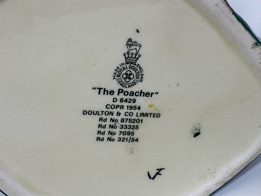Vintage 1954 Royal Doulton Toby Mug 'The Poacher' D6429 Large Made In England 7H [Photo 8]