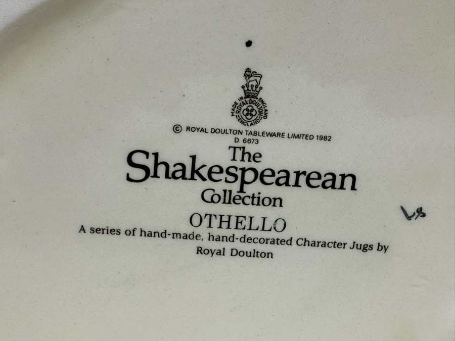 Vintage 1982 Royal Doulton Toby Mug 'The Shakespearean Collection: Othello' D6673 Large Made In England 7H [Photo 8]