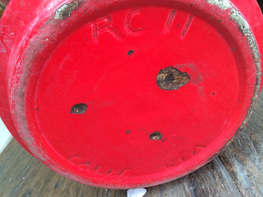 Red California Pottery USA 11' with Succulent Plant
