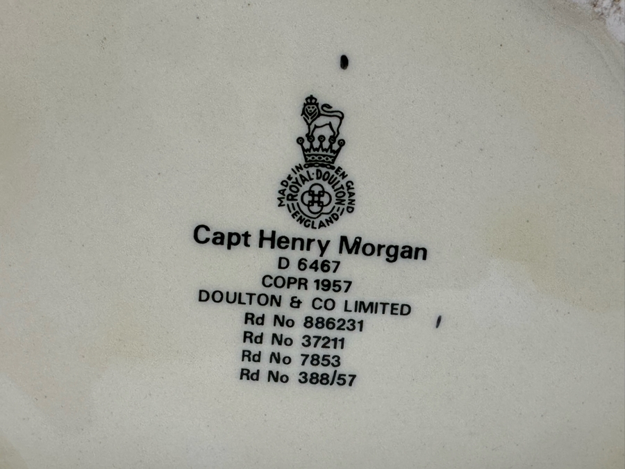 Vintage 1957 Royal Doulton Toby Mug 'Capt Henry Morgan' D6467 Large Made In England 7H [Photo 7]