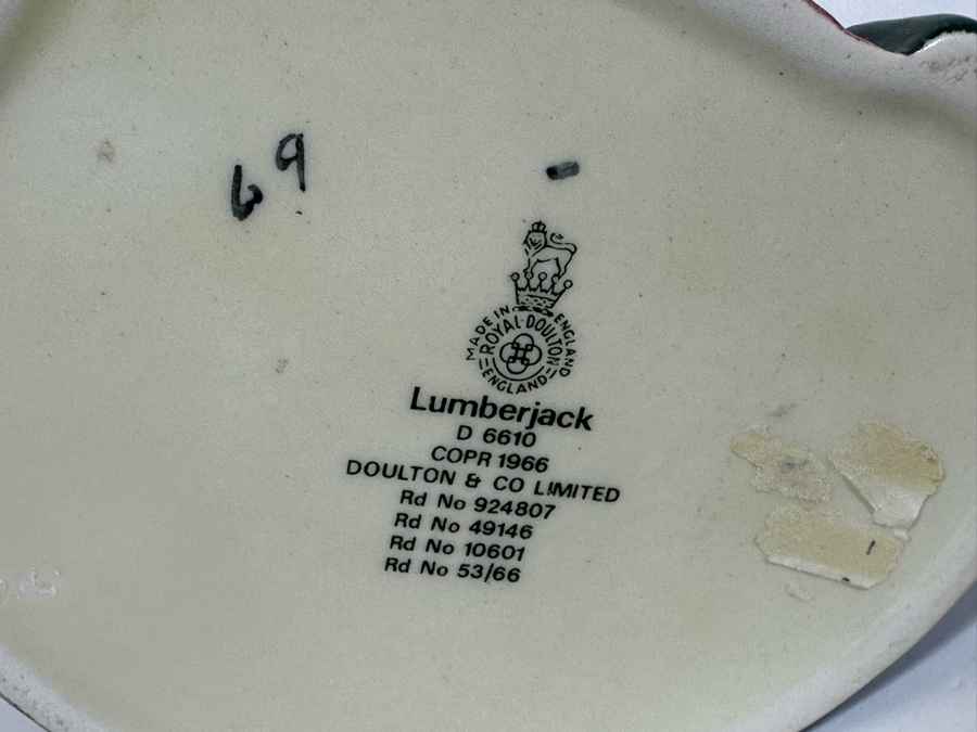 Vintage 1966 Royal Doulton Toby Mug 'Lumberjack' D6610 Large Made In England 7H [Photo 9]