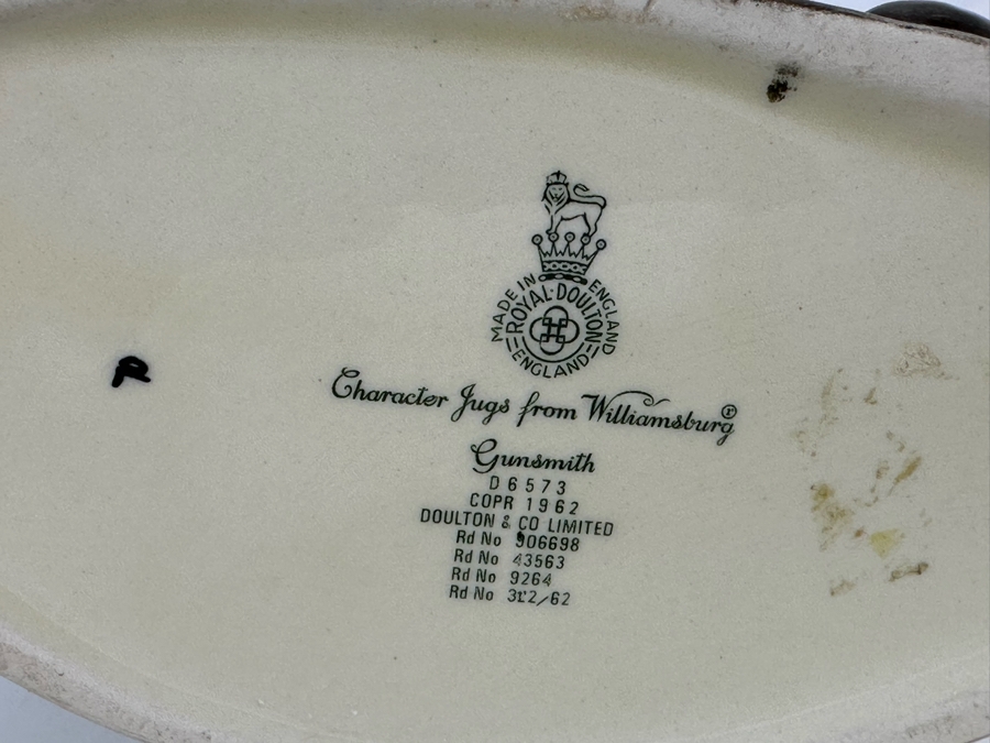 Vintage 1962 Royal Doulton Toby Mug 'Character Jugs From Williamsburg: Gunsmith' D6573 Large Made In England 7.25H [Photo 8]