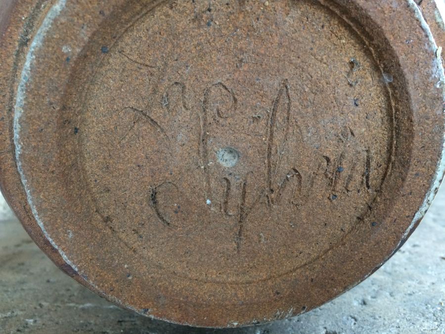 Brown Glazed Pot with Cactus - Pot Has Chip As Shown [Photo 8]