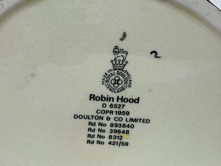 Vintage 1959 Royal Doulton Toby Mug 'Robin Hood' D6527 Large Made In England 7.25H [Photo 7]