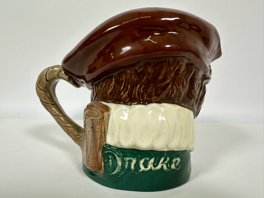 Vintage Early Royal Doulton 1940-1941 Toby Mug With 'A' Mark 'Drake' Sir Francis Drake (1540-1596) D6115 Large Made In England 5.75H [Photo 4]
