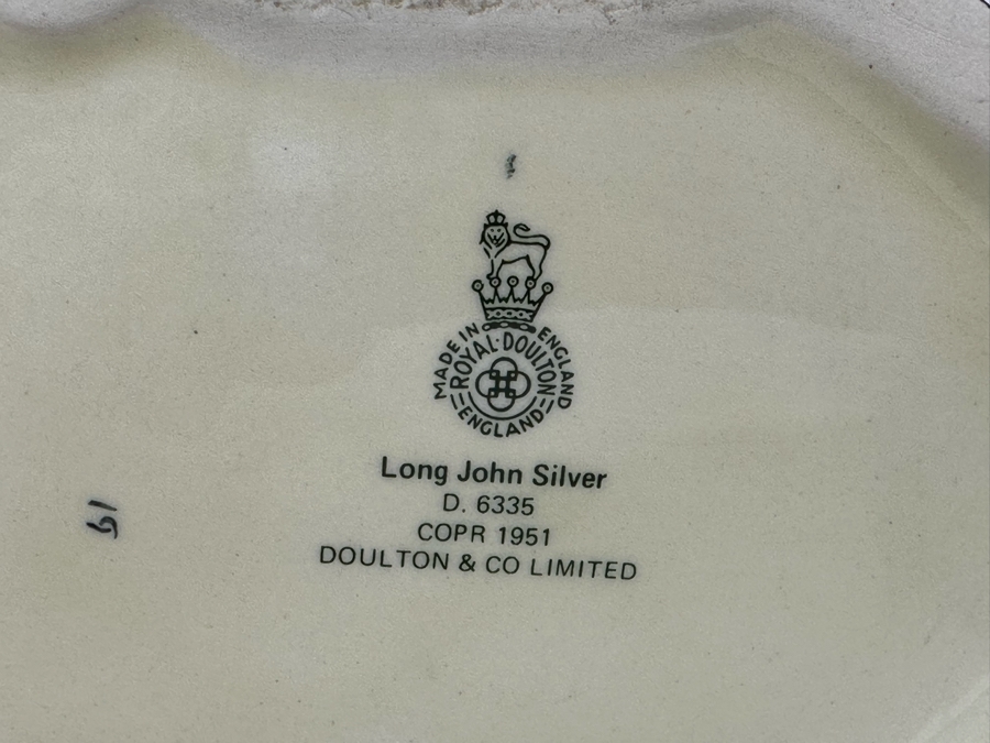 Vintage 1951 Royal Doulton Toby Mug 'Long John Silver' D6335 Large Made In England 7H [Photo 8]