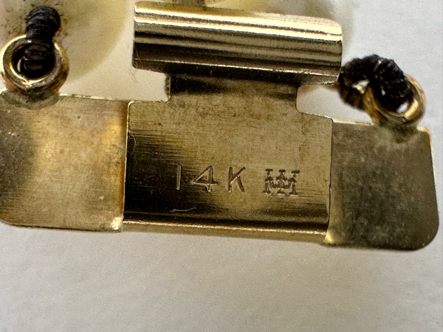 14K Gold / Triple Strand Pearl 12' Choker Necklace 51.2g [Photo 14]