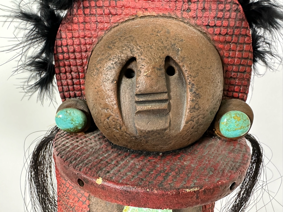 Lisa Lamonthe Pueblo Blanket People Pottery Sculpture With Turquoise And Horse Hair Signed 30' - See Photos [Photo 6]