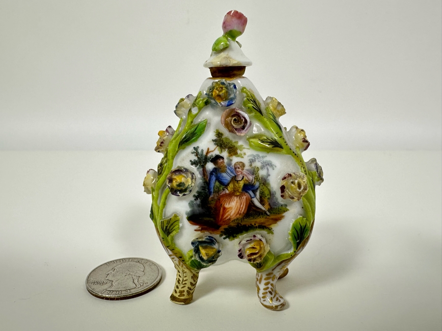 Carl Thieme Dresden Porcelain Hand Painted Perfume Bottle 2W Carl Thieme Dresden Porcelain Hand Painted Perfume Bottle 2W