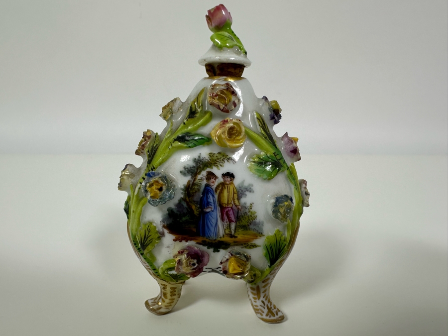 Carl Thieme Dresden Porcelain Hand Painted Perfume Bottle 2W X 3H