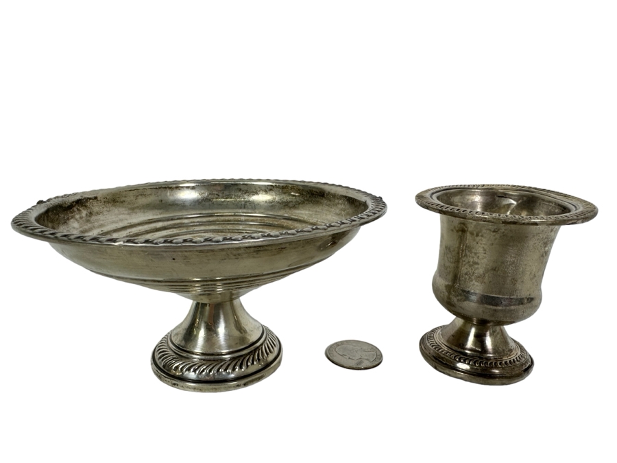 Sterling Silver Weighted Cup And Footed Bowl 3H