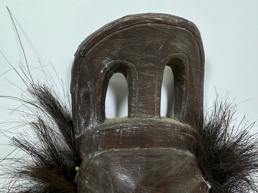 Old Hand Carved Wooden Ethnic Mask 14W X 17H [Photo 7]