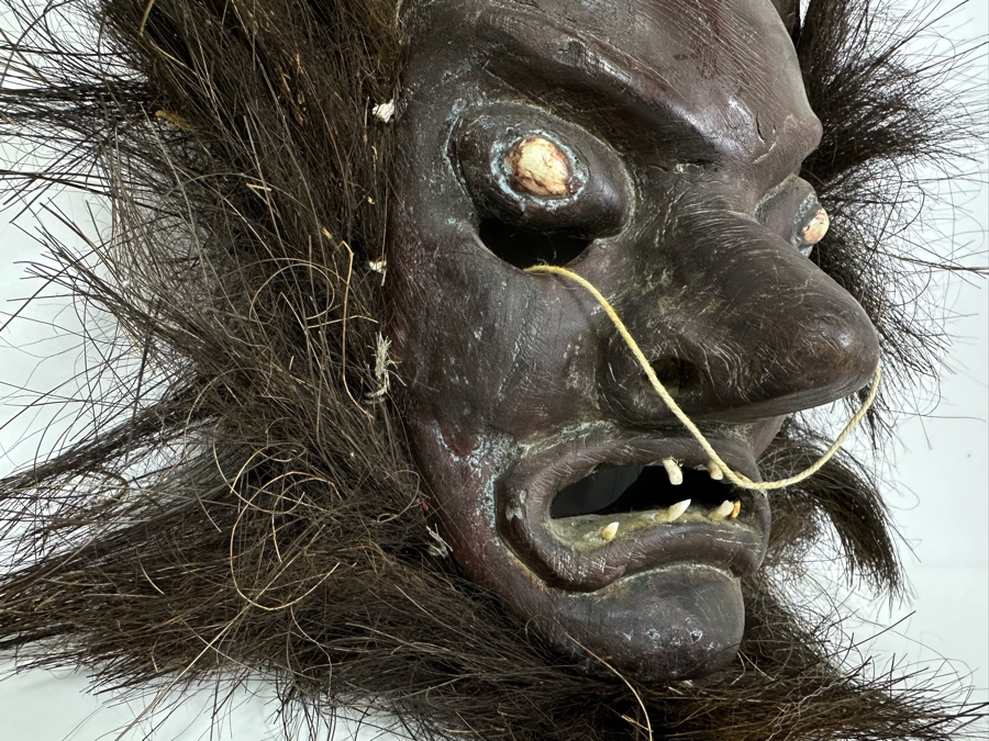 Old Hand Carved Wooden Ethnic Mask 14W X 17H [Photo 6]