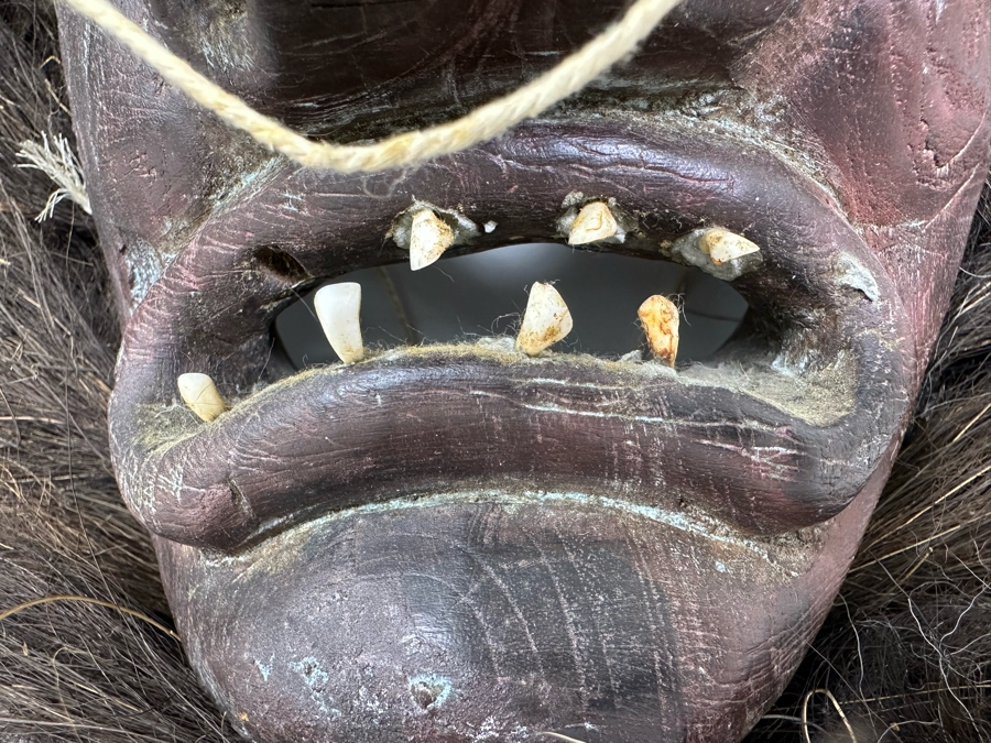 Old Hand Carved Wooden Ethnic Mask 14W X 17H [Photo 3]