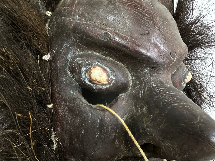 Old Hand Carved Wooden Ethnic Mask 14W X 17H [Photo 5]