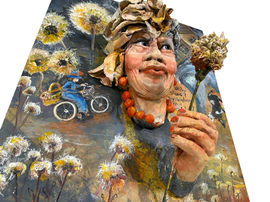 Bonnie Lee Roth (B. 1942, Southern California) Original Mixed-Media 3D Sculpture Wizard Of Oz Theme Mounted On Painted Board 20W X 24H X 7D