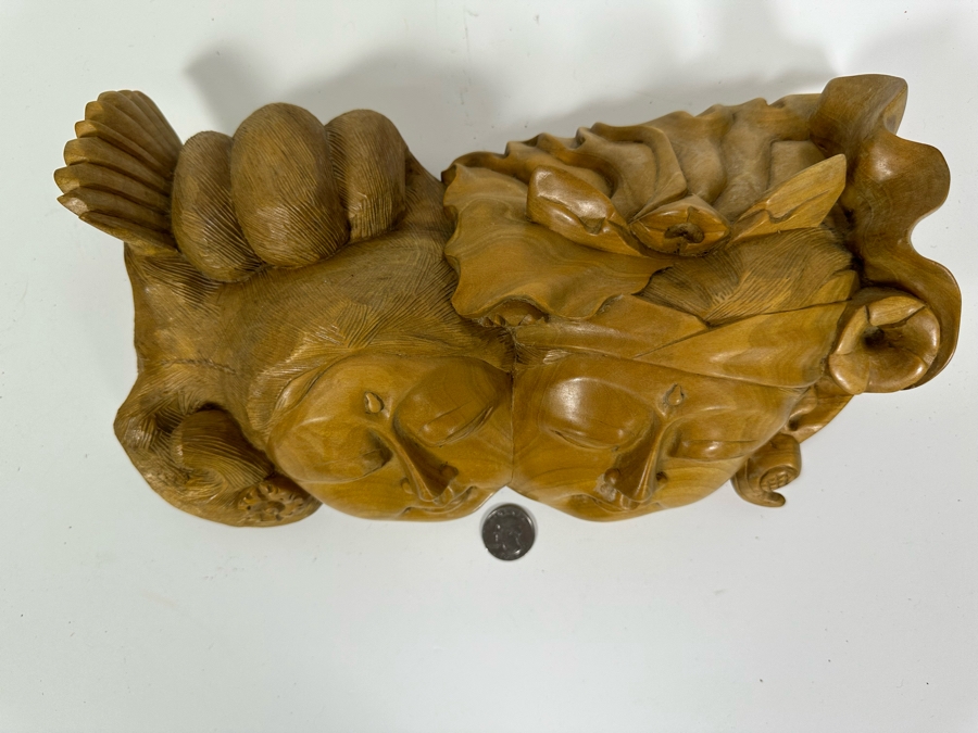 Relief Carved Wooden Indonesian Double Faces Wall Sculpture 12W X 8H X 3.5D [Photo 7]