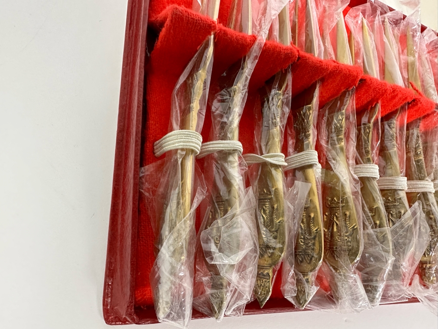 Twelve Bangkok Thailand Brass Forks New In Box