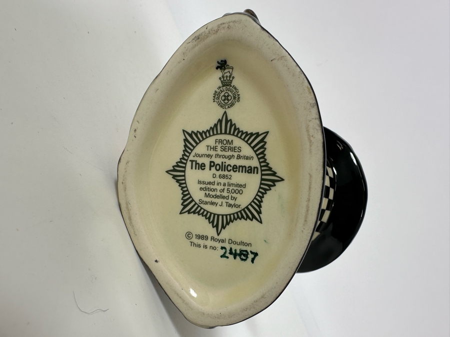 Vintage 1989 Limited Edition Royal Doulton Toby Mug 'The Policeman' From The Series Journey Through Britain D6852 Made In England 4H [Photo 7]