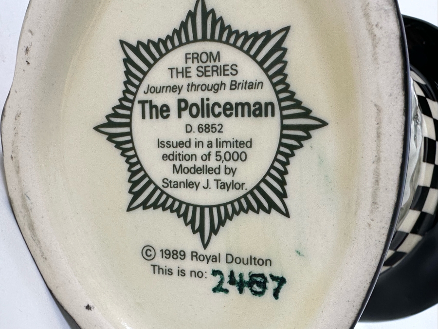 Vintage 1989 Limited Edition Royal Doulton Toby Mug 'The Policeman' From The Series Journey Through Britain D6852 Made In England 4H [Photo 9]