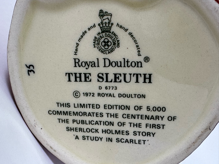 Vintage 1972 Limited Edition Royal Doulton Toby Mug 'The Sleuth' Commemorates The Centenary Of The Publication Of The First Sherlock Holmes Story 'A Study In Scarlet' D6773 Made In England 4H [Photo 7]