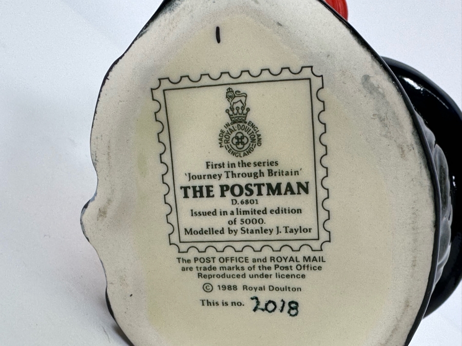 Vintage 1988 Limited Edition Royal Doulton Toby Mug 'The Postman' First In The Series Journey Through Britain D6801 Made In England 4H [Photo 9]
